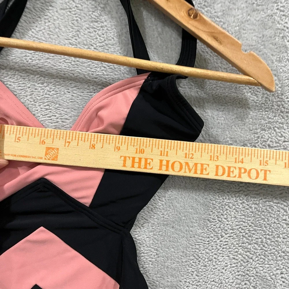 Michael Kors One Piece Swimsuit Womens 8 Black Pink Colorblock Adjustable Straps